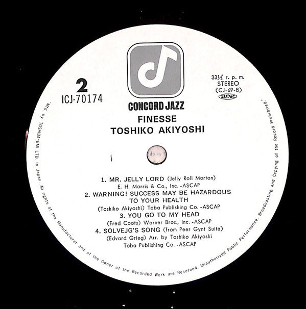 Toshiko Akiyoshi - Finesse (Vinyl, LP, Album, Stereo)