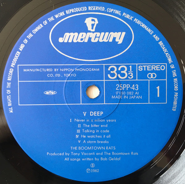The Boomtown Rats - V Deep (Vinyl, LP, Album) Near Mint (NM or M-) / Very Good Plus (VG+)