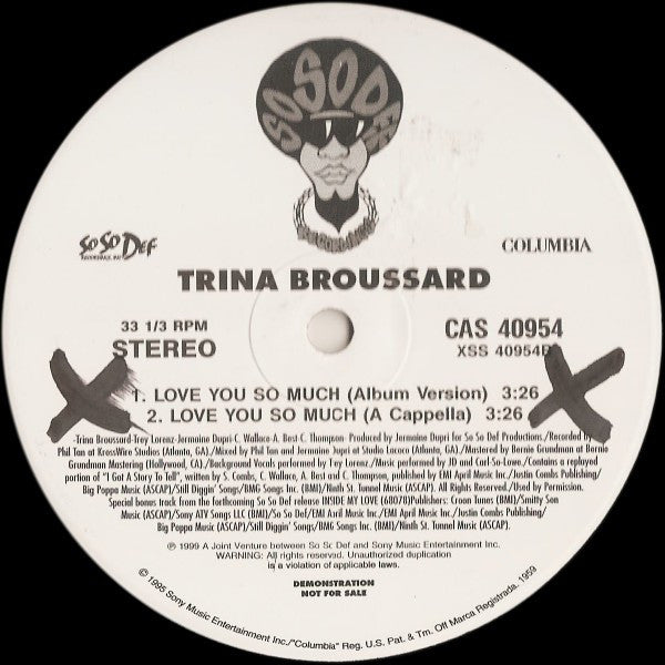 Trina Broussard - Love You So Much (Vinyl, 12", Promo, 33 ⅓ RPM) Very Good Plus (VG+) / Very Good Plus (VG+)