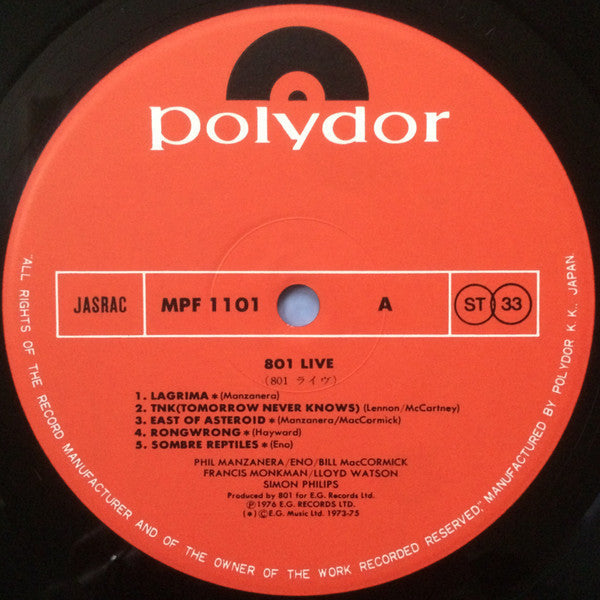 801 - 801 Live (Vinyl, LP, Album)