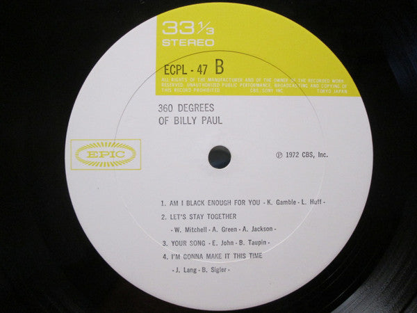 Billy Paul - 360 Degrees Of Billy Paul (Vinyl, LP, Album) Good Plus (G+) / Very Good (VG)