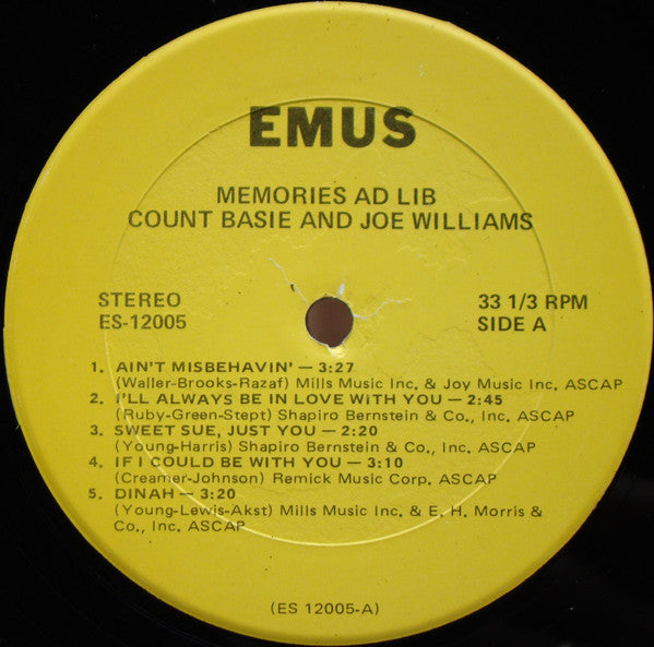 Joe Williams - Memories Ad-Lib (Vinyl, LP, Album) Near Mint (NM or M-) / Very Good Plus (VG+)