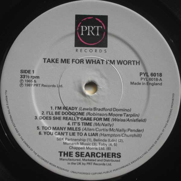 The Searchers - Take Me For What I'm Worth (Vinyl, LP, Album, Reissue, Stereo) Very Good Plus (VG+) / Good Plus (G+)