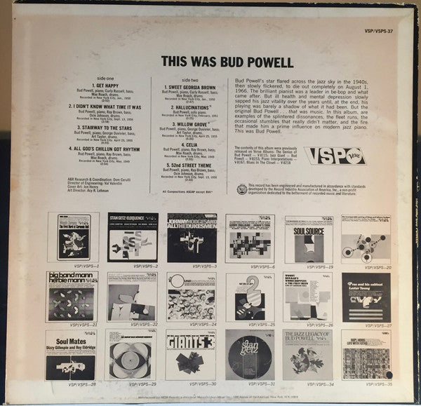 Bud Powell - This Was Bud Powell (Vinyl, LP, Compilation, Stereo) Very Good (VG) / Good Plus (G+)