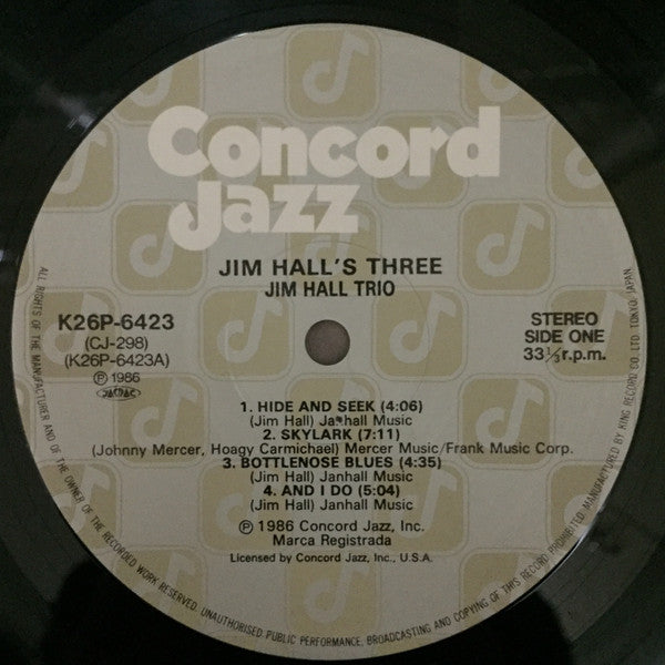 Jim Hall - Jim Hall's Three (Vinyl, LP, Album, Stereo) Very Good Plus (VG+) / Very Good (VG)