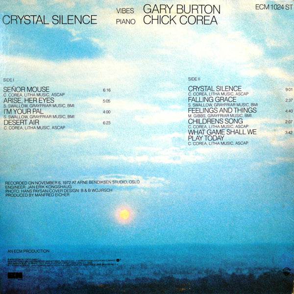 Gary Burton / Chick Corea - Crystal Silence (Vinyl, LP, Album, Reissue) Very Good (VG) / Very Good Plus (VG+)