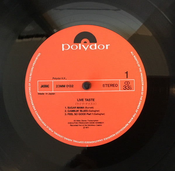 Taste (2) - Live Taste (Vinyl, LP, Album, Reissue, Stereo) Very Good Plus (VG+) / Very Good (VG)