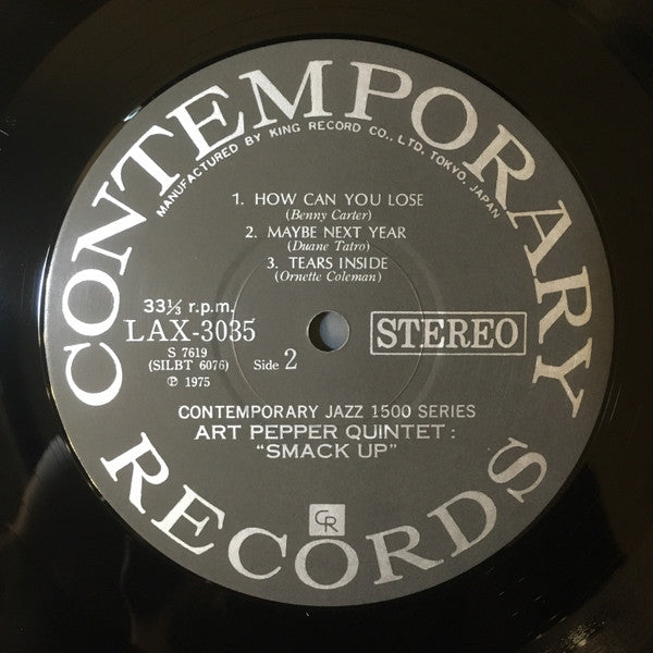 Art Pepper Quintet - Smack Up (Vinyl, LP, Album, Reissue, Stereo) Very Good (VG) / Good Plus (G+)