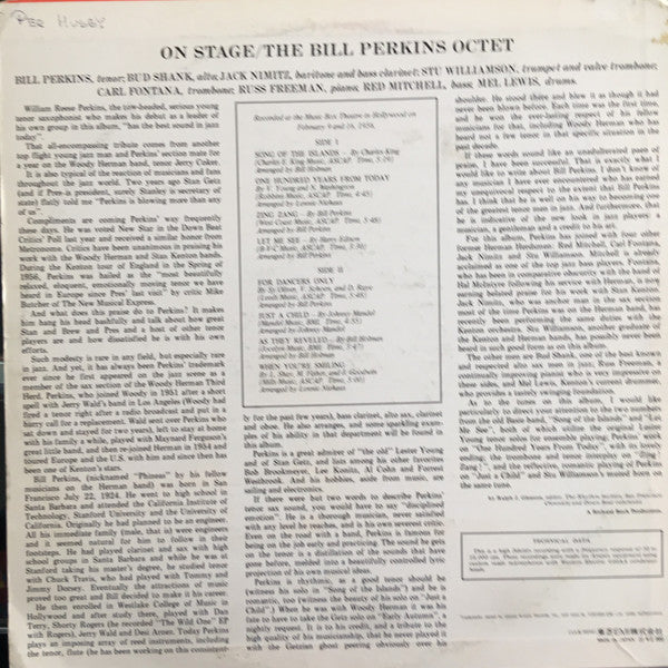 Bill Perkins Octet - On Stage (Vinyl, LP, Album, Reissue, Mono) Very Good Plus (VG+) / Very Good Plus (VG+)
