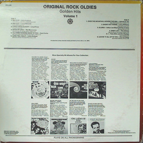 Various - Original Rock Oldies Golden Hits - Volume 1 (Vinyl, LP, Compilation, Stereo) Very Good (VG) / Very Good (VG)
