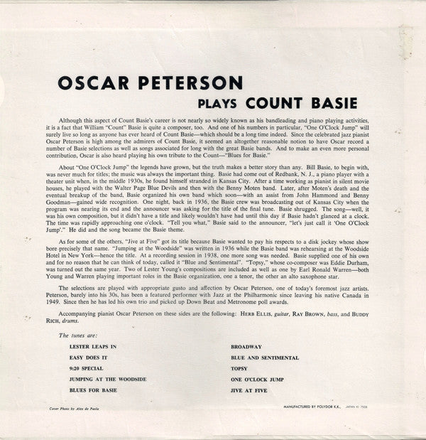 Oscar Peterson - Oscar Peterson Plays Count Basie (Vinyl, LP, Reissue)