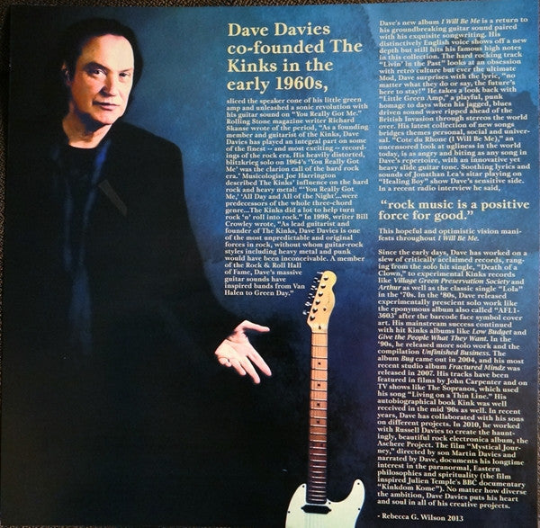 Dave Davies - I Will Be Me (Vinyl, LP, Album) Very Good Plus (VG+) / Very Good Plus (VG+)