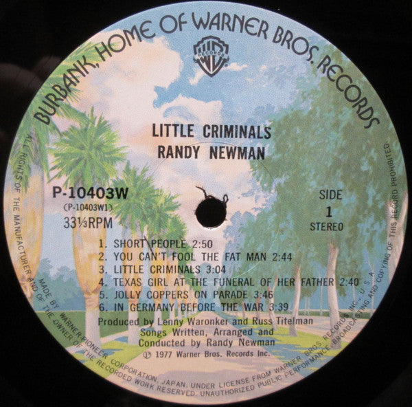Randy Newman - Little Criminals (Vinyl, LP, Album) Near Mint (NM or M-) / Very Good Plus (VG+)