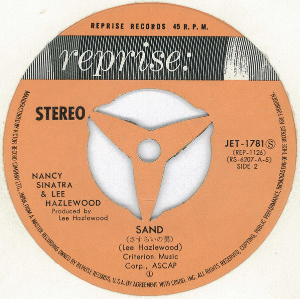 Nancy Sinatra & Lee Hazlewood - Summer Wine / Wanderer (Vinyl, 7", 45 RPM, Stereo) Very Good (VG) / Very Good (VG)
