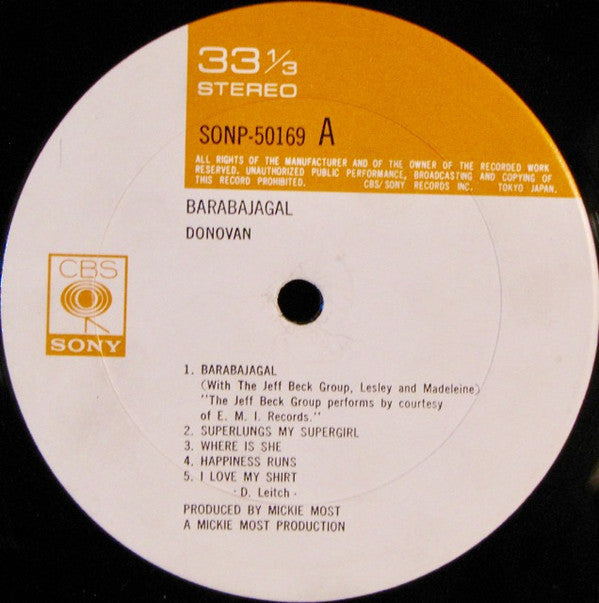 Donovan - Barabajagal (Vinyl, LP, Album) Good Plus (G+) / Very Good (VG)