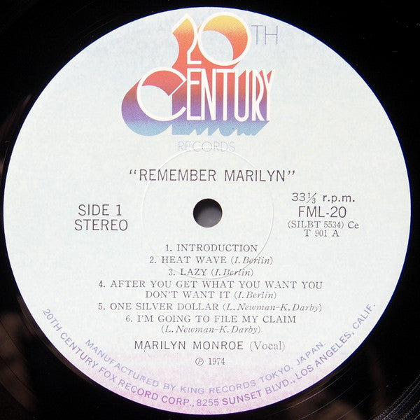 Marilyn Monroe - Remember Marilyn (Vinyl, LP, Compilation, Reissue)