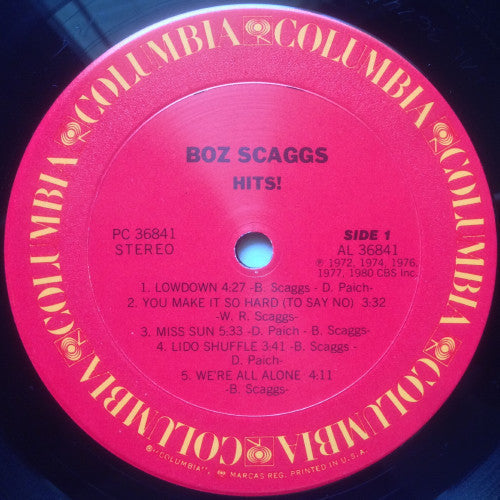 Boz Scaggs - Hits! (Vinyl, LP, Compilation) Very Good Plus (VG+) / Near Mint (NM or M-)