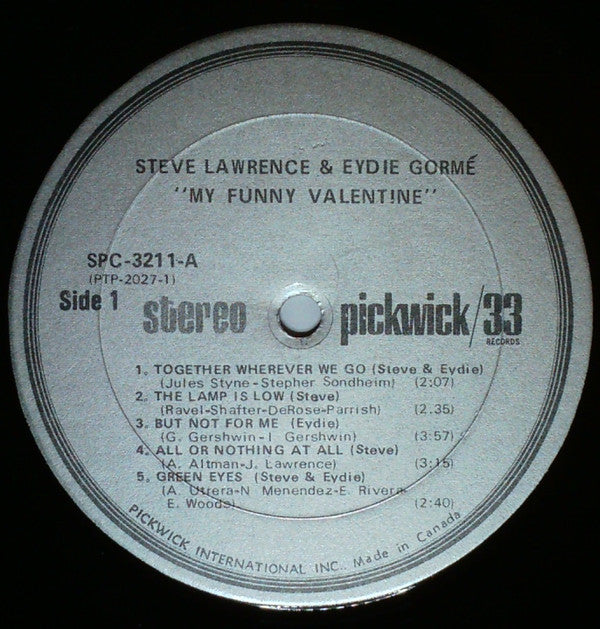 Steve & Eydie - My Funny Valentine (Vinyl, LP, Stereo) Very Good Plus (VG+) / Very Good (VG)