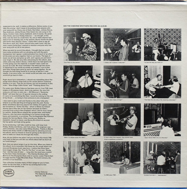 The Osborne Brothers - The Osborne Brothers' Bluegrass Collection (2xVinyl, LP, Album, Stereo) Very Good Plus (VG+) / Good Plus (G+)