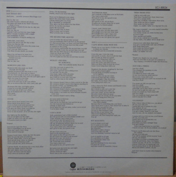 Peggy Lee - Basin Street East Proudly Presents Miss Peggy Lee Recorded At The Fabulous New York Club (Vinyl, LP, Reissue) Very Good Plus (VG+) / Good Plus (G+)