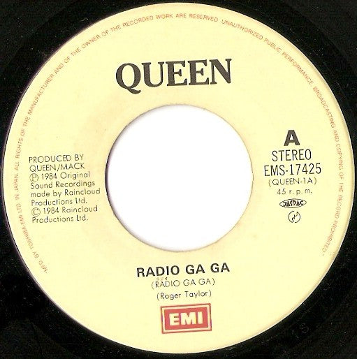 Queen - Radio Ga Ga (Vinyl, 7", 45 RPM, Single, Stereo) Near Mint (NM or M-) / Very Good Plus (VG+)