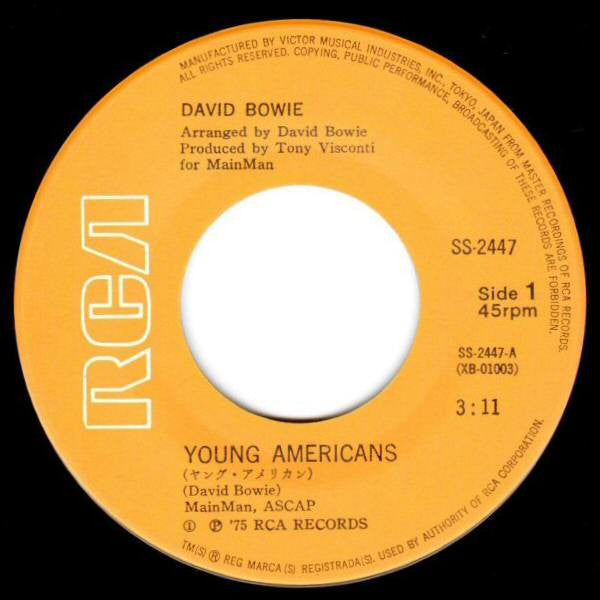 David Bowie - ヤング・アメリカン = Young Americans (Vinyl, 7", 45 RPM, Single, Stereo) Good Plus (G+) / Very Good (VG)