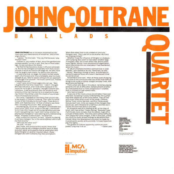 The John Coltrane Quartet - Ballads (Vinyl, LP, Album, Reissue, Rem...
