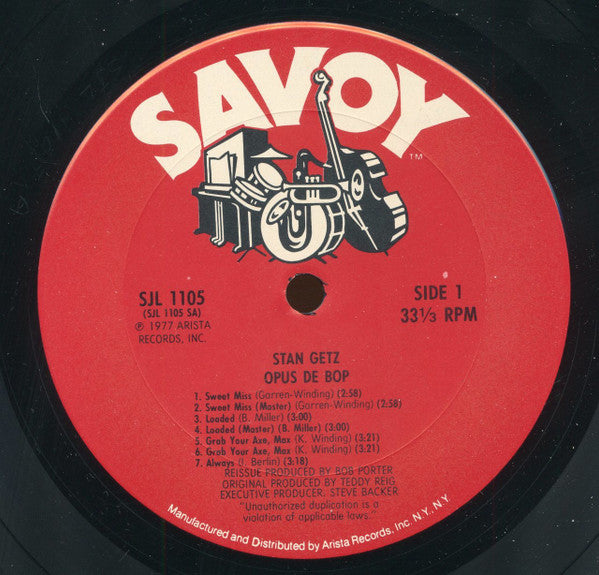 Stan Getz - Opus De Bop (Vinyl, LP, Compilation) Very Good (VG) / Very Good (VG)