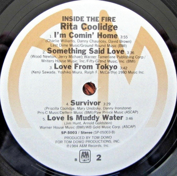 Rita Coolidge - Inside The Fire (Vinyl, LP, Album) Very Good Plus (VG+) / Very Good Plus (VG+)