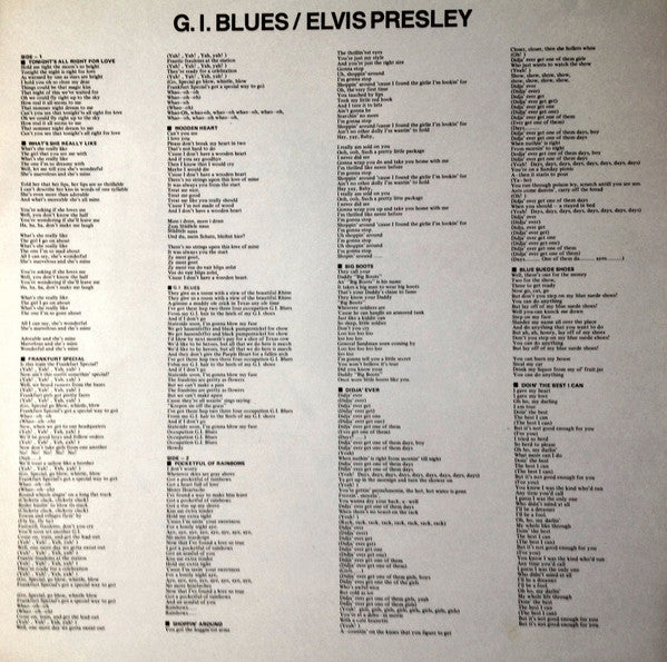Elvis Presley - G. I. Blues (Vinyl, LP, Album, Reissue, Stereo) Very Good Plus (VG+) / Good Plus (G+)