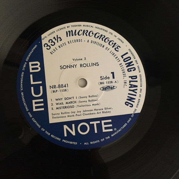 Sonny Rollins - Sonny Rollins Vol. 2 (Vinyl, LP, Album, Reissue, Mono) Very Good (VG) / Very Good Plus (VG+)