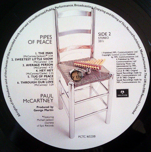 Paul McCartney - Pipes Of Peace (Vinyl, LP, Album, Stereo) Very Good (VG) / Good Plus (G+)