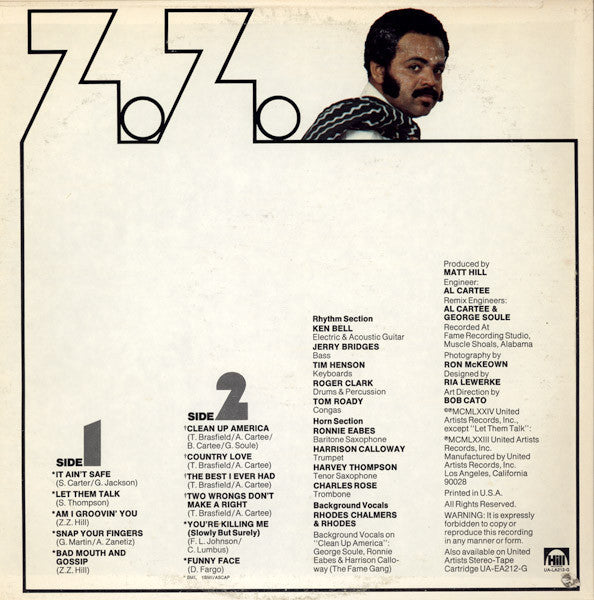 ZZ Hill - ZZ (Vinyl, LP, Album) Very Good (VG) / Poor (P)