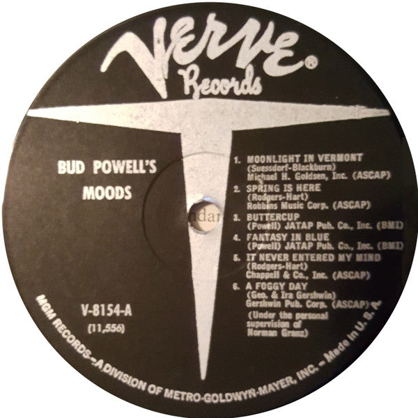Bud Powell - Bud Powells Moods (Vinyl, LP, Album, Reissue, Mono) Very Good (VG) / Very Good Plus (VG+)