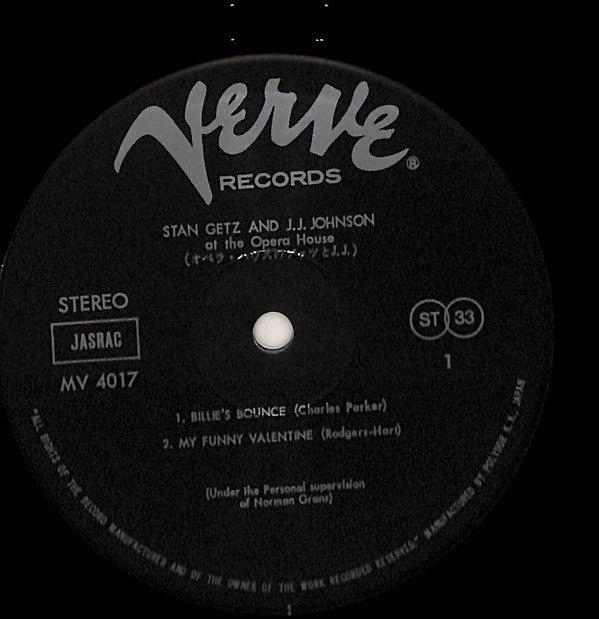 Stan Getz - At The Opera House (Vinyl, LP, Album, Reissue, Stereo) Very Good Plus (VG+) / Very Good (VG)
