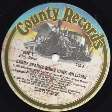 Larry Sparks And The Lonesome Ramblers - Larry Sparks Sings Hank Williams (Vinyl, LP, Album) Very Good Plus (VG+) / Very Good Plus (VG+)