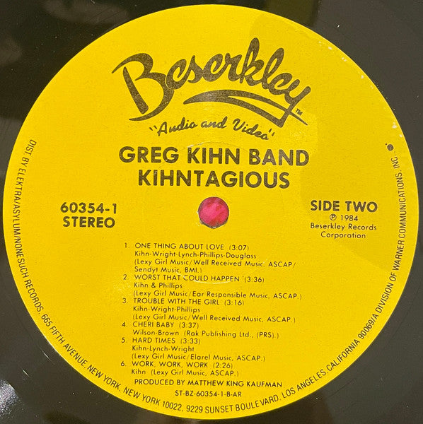 Greg Kihn Band - Kihntagious (Vinyl, LP, Album, Stereo) Very Good (VG) / Very Good Plus (VG+)