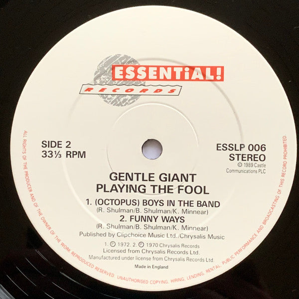 Gentle Giant - Playing The Fool (2xVinyl, LP, Album, Reissue) Very Good (VG) / Very Good (VG)
