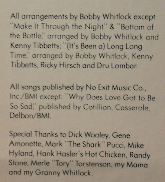 Bobby Whitlock - Rock Your Sox Off (Vinyl, LP, Album) Very Good (VG) / Very Good Plus (VG+)