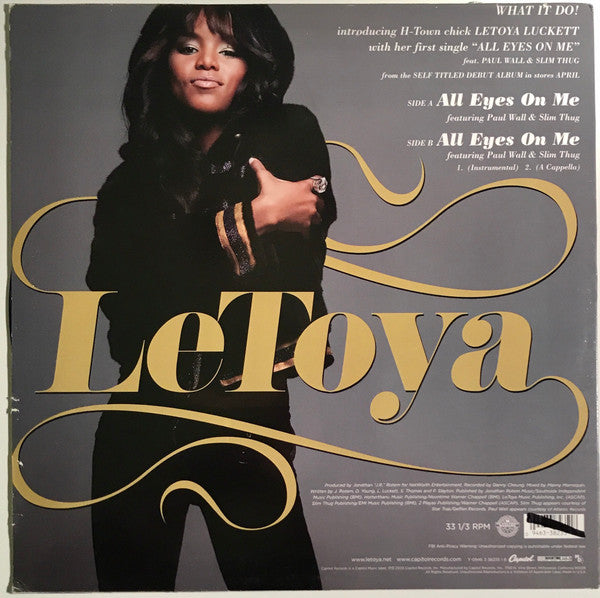 LeToya - All Eyes On Me (Vinyl, 12", Single, 33 ⅓ RPM) Very Good (VG) / Very Good Plus (VG+)