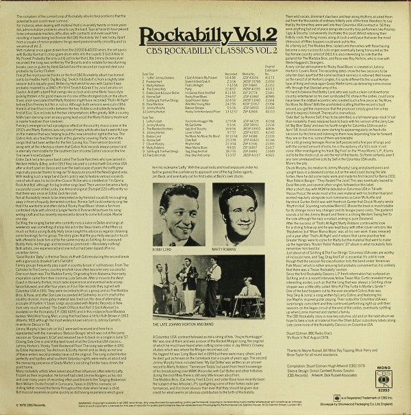 Various - CBS Rockabilly Classics Vol. 2 - Rockabilly Vol. 2 (Vinyl, LP, Compilation, Mono) Near Mint (NM or M-) / Very Good (VG)