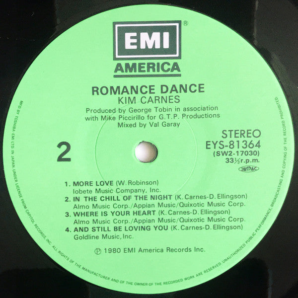 Kim Carnes - Romance Dance (Vinyl, LP, Album, Stereo) Very Good Plus (VG+) / Very Good Plus (VG+)