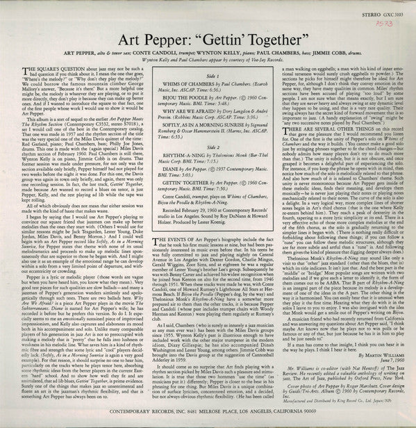 Art Pepper - Gettin' Together! (Vinyl, LP, Album, Reissue, Stereo)