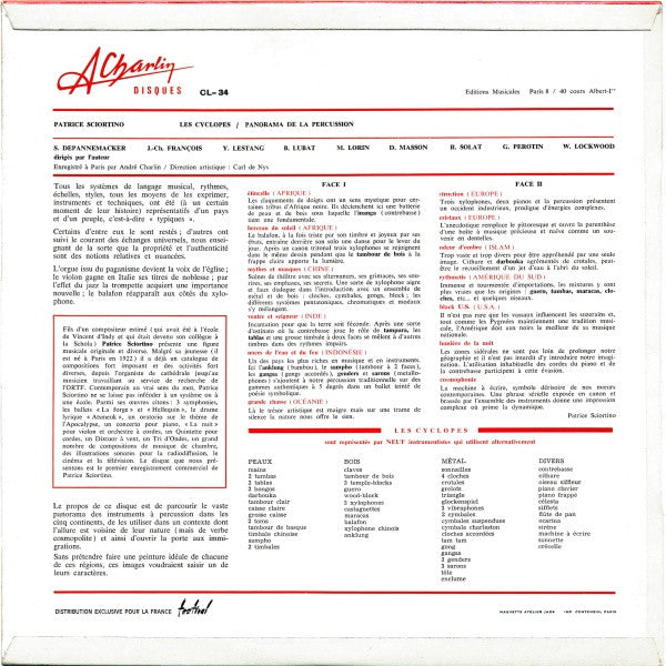 Patrice Sciortino - Les Cyclopes - Panorama De La Percussion (Vinyl, LP) Very Good Plus (VG+) / Very Good Plus (VG+)