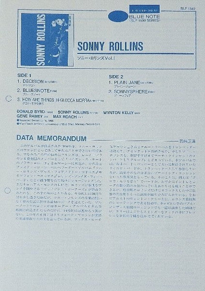 Sonny Rollins - Sonny Rollins (Vinyl, LP, Album, Reissue, Mono) Near Mint (NM or M-) / Good Plus (G+)