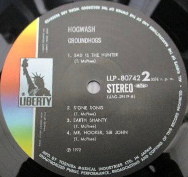 The Groundhogs - Hogwash (Vinyl, LP, Album) Very Good (VG) / Very Good Plus (VG+)