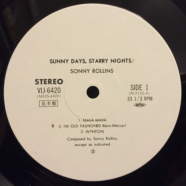 Sonny Rollins - Sunny Days Starry Nights (Vinyl, LP, Album, Promo) Very Good Plus (VG+) / Very Good Plus (VG+)