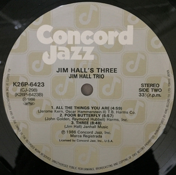 Jim Hall - Jim Hall's Three (Vinyl, LP, Album, Stereo) Very Good Plus (VG+) / Very Good (VG)