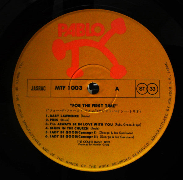 The Count Basie Trio - For The First Time (Vinyl, LP, Album) Very Good Plus (VG+) / Very Good Plus (VG+)