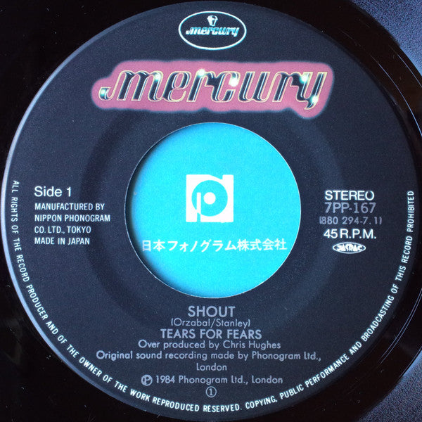Tears For Fears - Shout (Vinyl, 7", 45 RPM, Single, Stereo) Near Mint (NM or M-) / Very Good Plus (VG+)